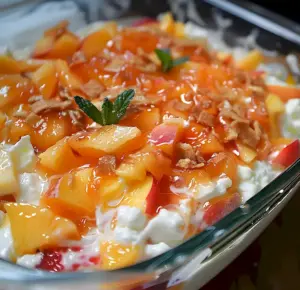 Pfirsich Brezel Salat: Süß & Knusprig 3 Pfirsich Brezel Salat: Süß & Knusprig