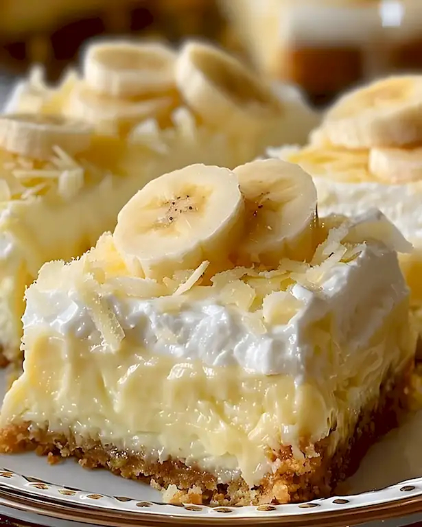 Cremige Bananenpudding Cheesecake Riegel