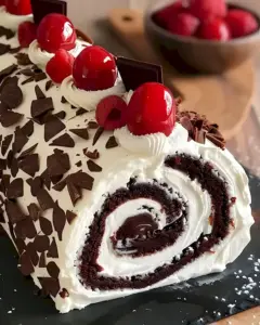 Elegante Schwarzwälder Kirsch Roulade 7 Elegante Schwarzwälder Kirsch Roulade
