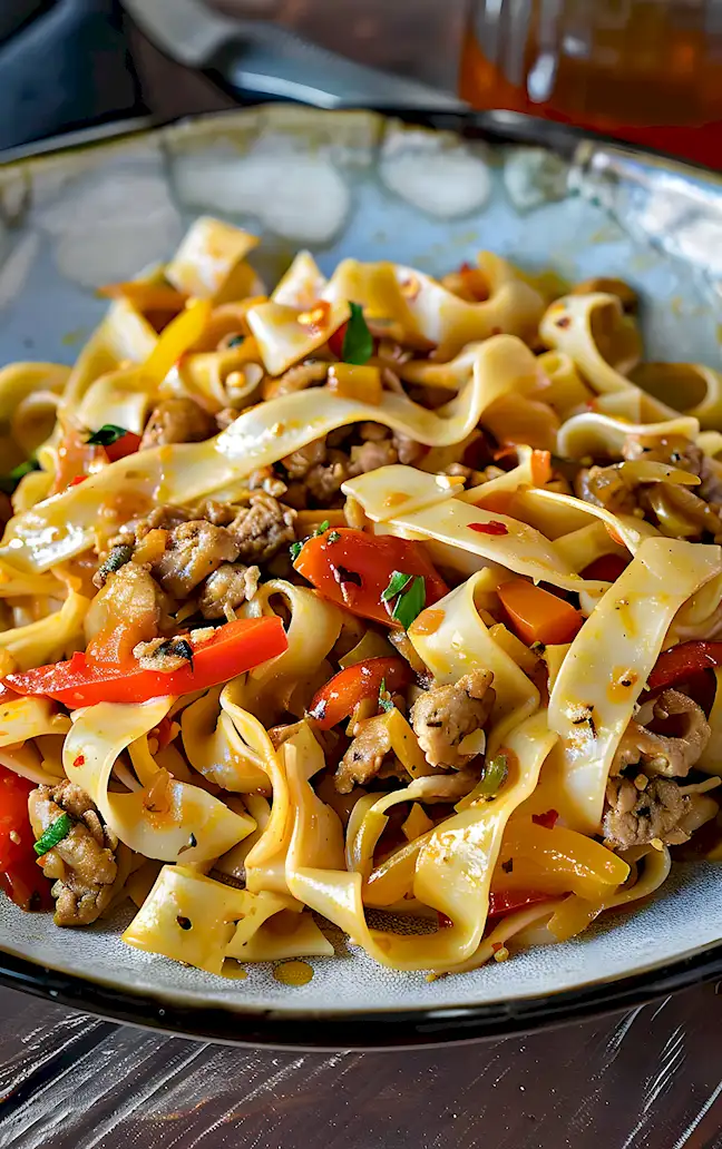 Herzhafte italienische Nudeln mit Weinsoße