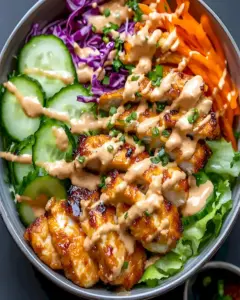 Scharfe cremige Bang Bang Hähnchen Bowl