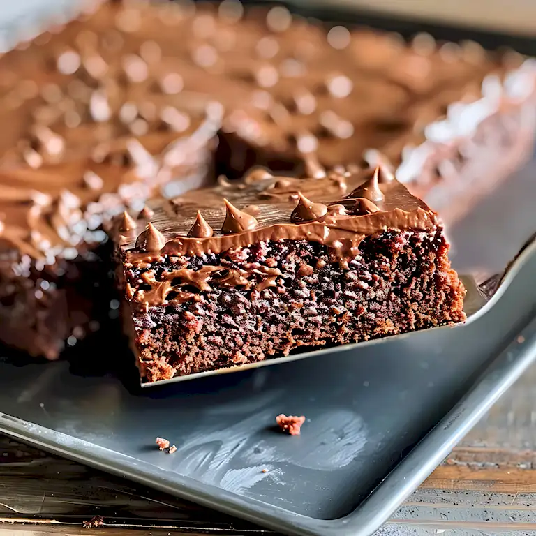 Schokoladenkuchen vom Blech mit Pekannuss-Frosting 2 Schokoladenkuchen vom Blech mit Pekannuss-Frosting