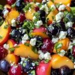 Sommerlicher Heidelbeer-Pfirsich-Salat mit Feta