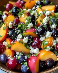 Sommerlicher Heidelbeer-Pfirsich-Salat mit Feta 5 Sommerlicher Heidelbeer-Pfirsich-Salat mit Feta