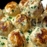 Cremige Hähnchen-Ricotta-Bällchen in Spinat-Alfredo-Soße