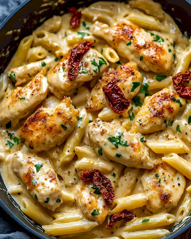 Cremige Hähnchen Pasta mit Knoblauch und Parmesan 2 Cremige Hähnchen Pasta mit Knoblauch und Parmesan