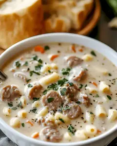 Cremige Salsiccia-Parmesan-Suppe mit Ditalini 2 Cremige Salsiccia-Parmesan-Suppe mit Ditalini