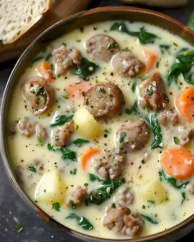 Cremige italienische Wurstsuppe mit Parmesan 2 Cremige italienische Wurstsuppe mit Parmesan