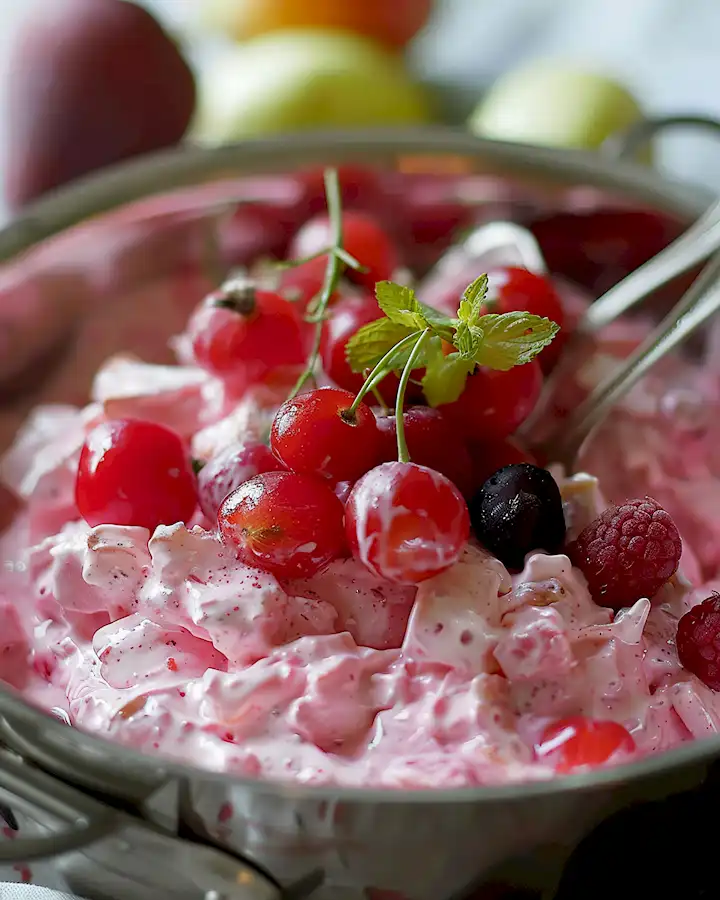 Cremiger Fruchtsalat mit Kirschen Ananas und Sahne 2 Cremiger Fruchtsalat mit Kirschen Ananas und Sahne