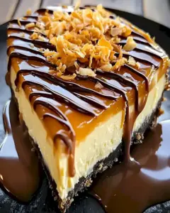 Cremiger Samoa Käsekuchen mit Karamell Schokolade Kokos 9 Cremiger Samoa Käsekuchen mit Karamell Schokolade Kokos