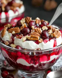Cremiges Käsekuchen-Dessert mit Cranberry und Pekannüssen 1 Cremiges Käsekuchen-Dessert mit Cranberry und Pekannüssen