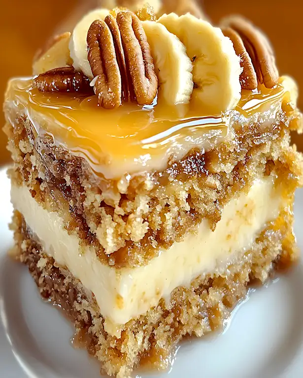 Dekadenter Karamell-Bananen-Pekannuss-Kuchen