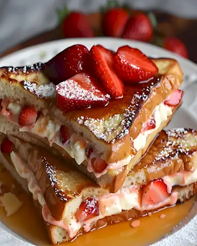 Erdbeer-Käsekuchen French Toast: Einfach & Lecker 2 Erdbeer-Käsekuchen French Toast: Einfach & Lecker