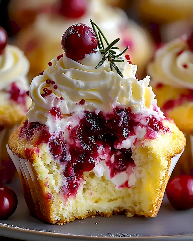 Festliche Cranberry Käsekuchen Cupcakes für die Feiertage 2 Festliche Cranberry Käsekuchen Cupcakes für die Feiertage