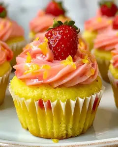Fruchtige Erdbeer-Zitronen Cupcakes mit Buttercreme 1 Fruchtige Erdbeer-Zitronen Cupcakes mit Buttercreme