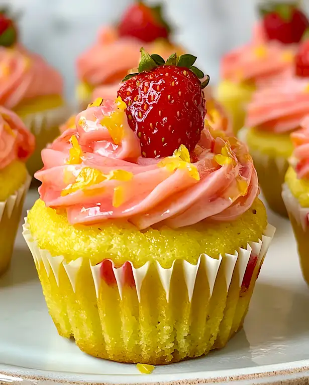 Fruchtige Erdbeer-Zitronen Cupcakes mit Buttercreme 2 Fruchtige Erdbeer-Zitronen Cupcakes mit Buttercreme