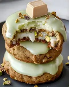 Gefüllte Pistazienplätzchen mit cremiger Füllung und Glasur