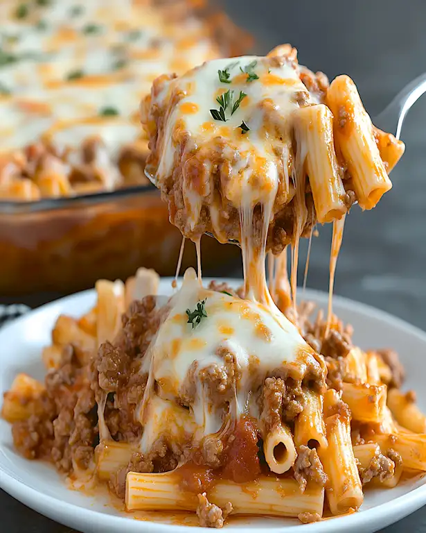 Herzhafter Ziti Auflauf mit Käse und Hackfleisch 2 Herzhafter Ziti Auflauf mit Käse und Hackfleisch