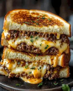 Herzhaftes Käse-Hackfleisch-Sandwich vom Grill 7 Herzhaftes Käse-Hackfleisch-Sandwich vom Grill