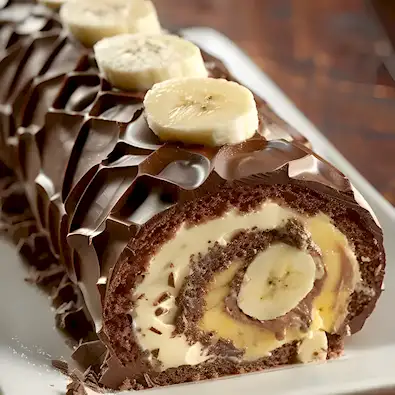 Himmlische Bananen-Schoko-Roulade einfach selber machen 2 Himmlische Bananen-Schoko-Roulade einfach selber machen
