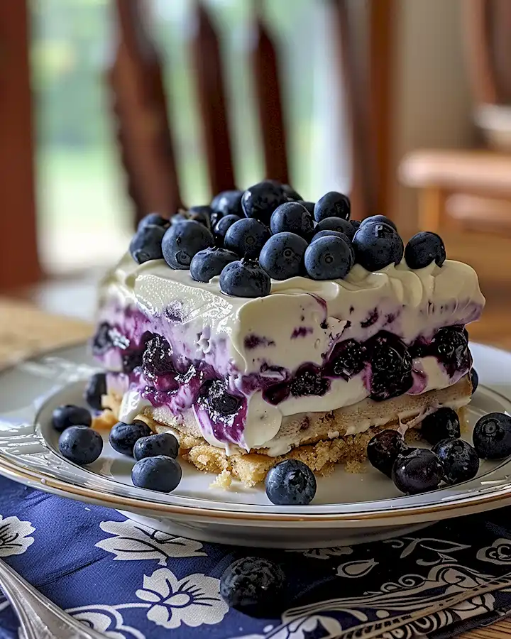 Kühlschrankkuchen mit Blaubeeren und knusprigem Mürbeteig 2 Kühlschrankkuchen mit Blaubeeren und knusprigem Mürbeteig