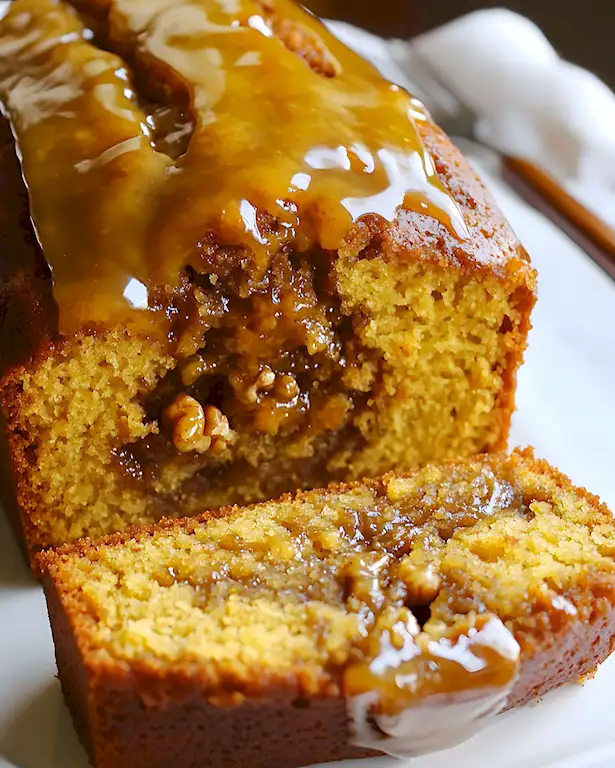 Saftiger Kürbis-Pekannuss-Kuchen mit Honig und Karamell