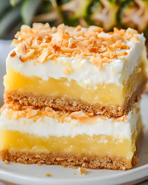 Saftige Ananas Kokos Riegel mit Kokos-Frischkäse-Creme 2 Saftige Ananas Kokos Riegel mit Kokos-Frischkäse-Creme