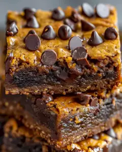 Saftige Brownie-Keksteig-Riegel mit Schokostückchen 4 Saftige Brownie-Keksteig-Riegel mit Schokostückchen