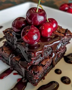Saftige Kirsch-Brownies mit Schoko und Kirschsauce 6 Saftige Kirsch-Brownies mit Schoko und Kirschsauce