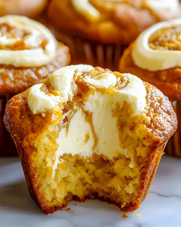 Saftige Kürbis Muffins mit Frischkäse Strudel 2 Saftige Kürbis Muffins mit Frischkäse Strudel