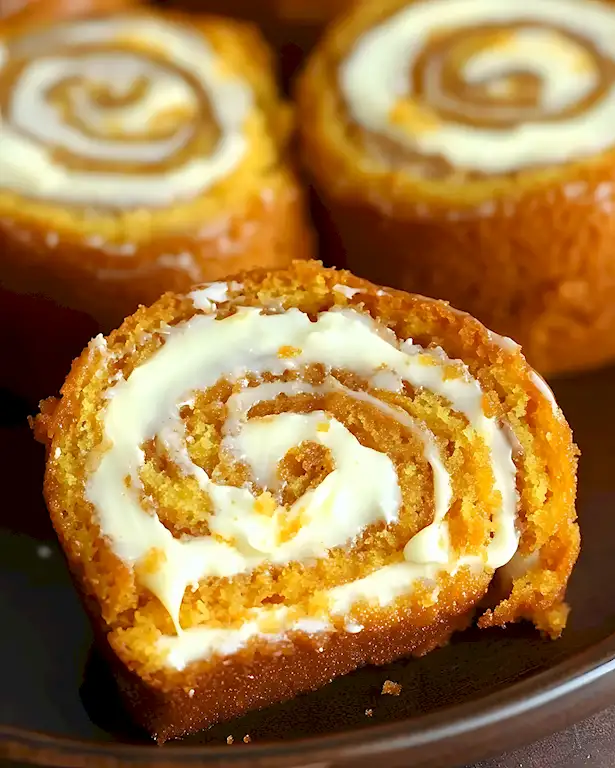 Saftige Kürbisrolle mit cremigem Frischkäse-Frosting 2 Saftige Kürbisrolle mit cremigem Frischkäse-Frosting