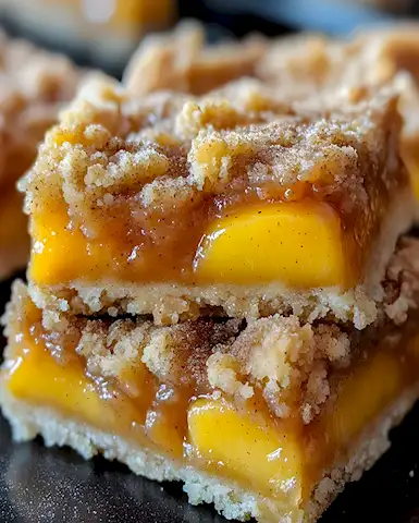Saftige Pfirsich Streusel Riegel mit Zimt 2 Saftige Pfirsich Streusel Riegel mit Zimt