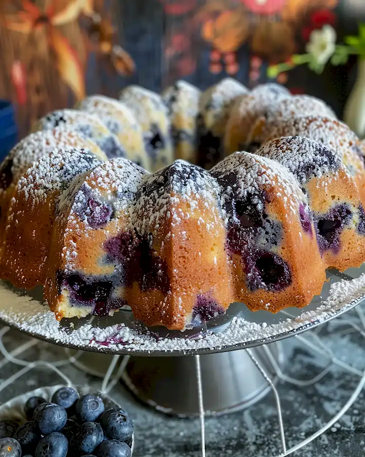 Saftiger Blaubeer Gugelhupf mit Puderzucker 8 Saftiger Blaubeer Gugelhupf mit Puderzucker