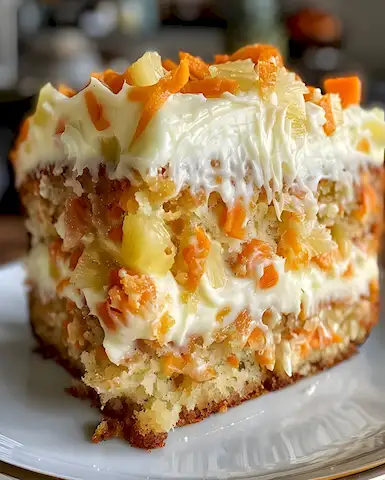 Saftiger Karottenkuchen mit Ananas und Frischkäsecreme