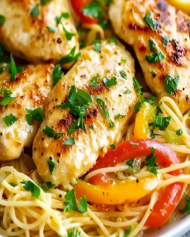 Schnelle Hähnchen Scampi Pasta in cremiger Sauce 2 Schnelle Hähnchen Scampi Pasta in cremiger Sauce