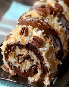 Schoko-Kokos-Pekan Roulade 2 Schoko-Kokos-Pekan Roulade
