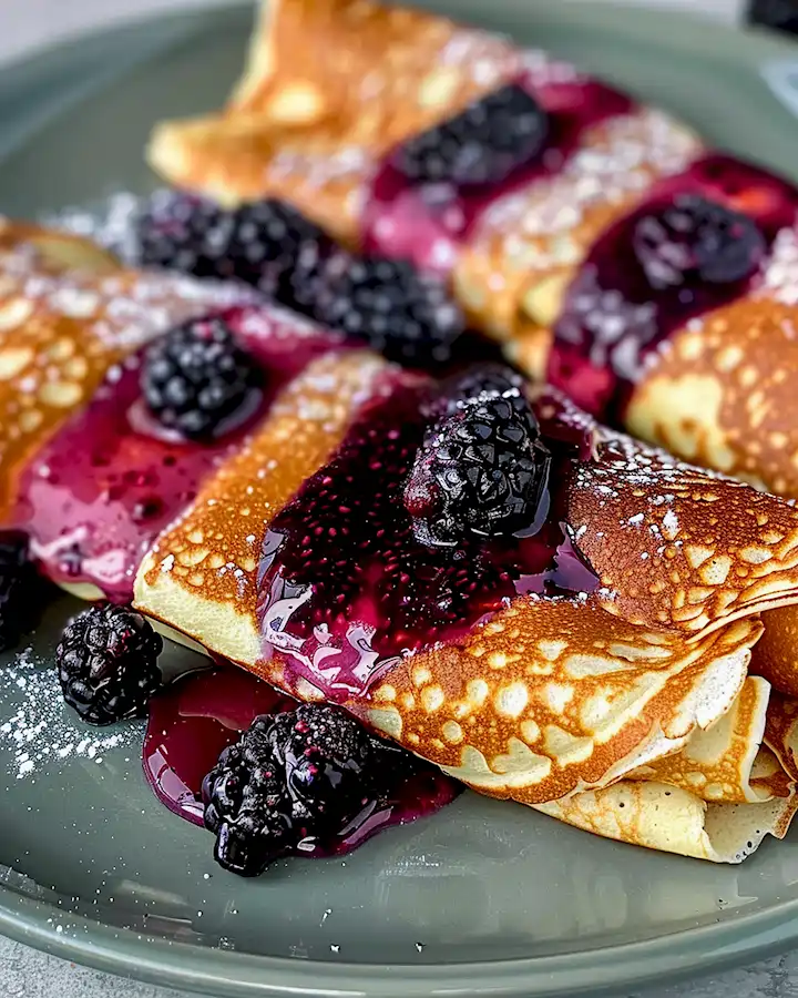 Süße Crêpes mit fruchtiger Brombeerfüllung 2 Süße Crêpes mit fruchtiger Brombeerfüllung