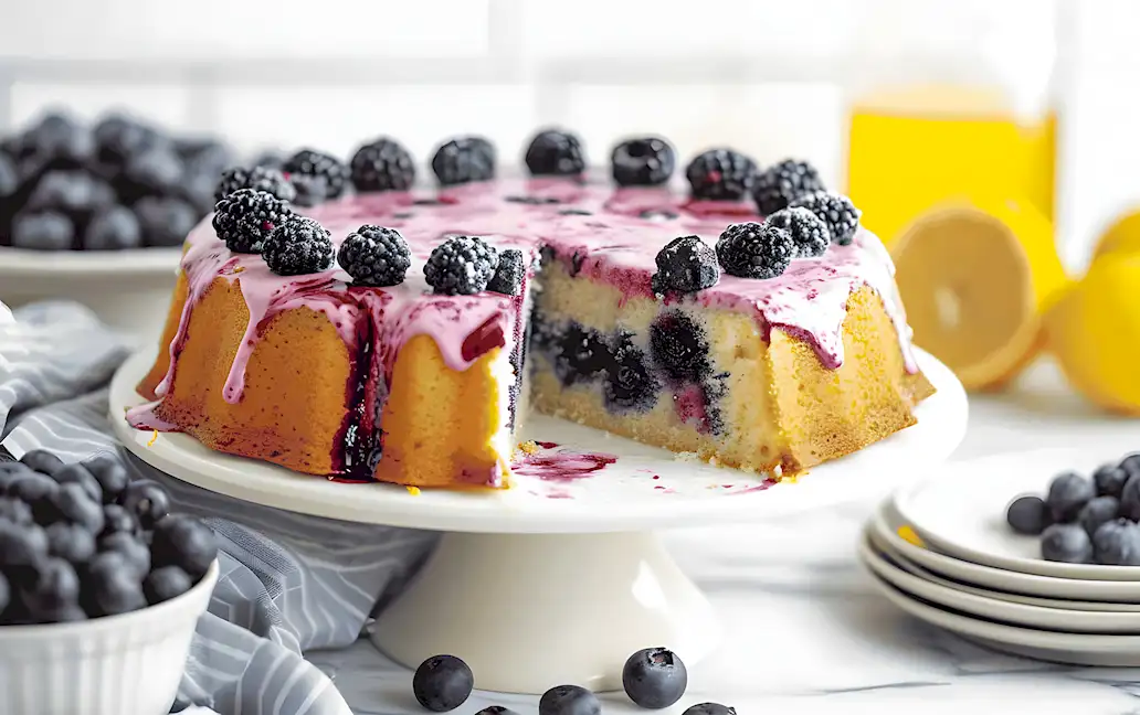 Veganer Blaubeer-Zitronen Kuchen mit Glasur 2 Veganer Blaubeer-Zitronen Kuchen mit Glasur