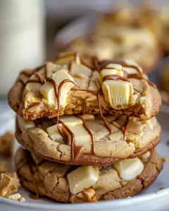 Weiße Schokolade Karamell Kekse mit Schoko Drizzle 3 Weiße Schokolade Karamell Kekse mit Schoko Drizzle