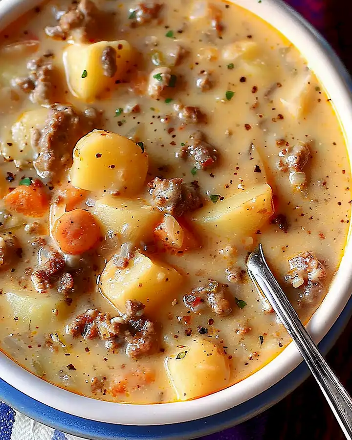 Cremige Kartoffel-Hackfleisch-Suppe: Herzhaft und Lecker 2 Cremige Kartoffel-Hackfleisch-Suppe: Herzhaft und Lecker