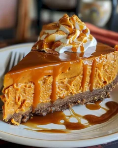 Cremiger Süßkartoffel Käsekuchen mit Karamell