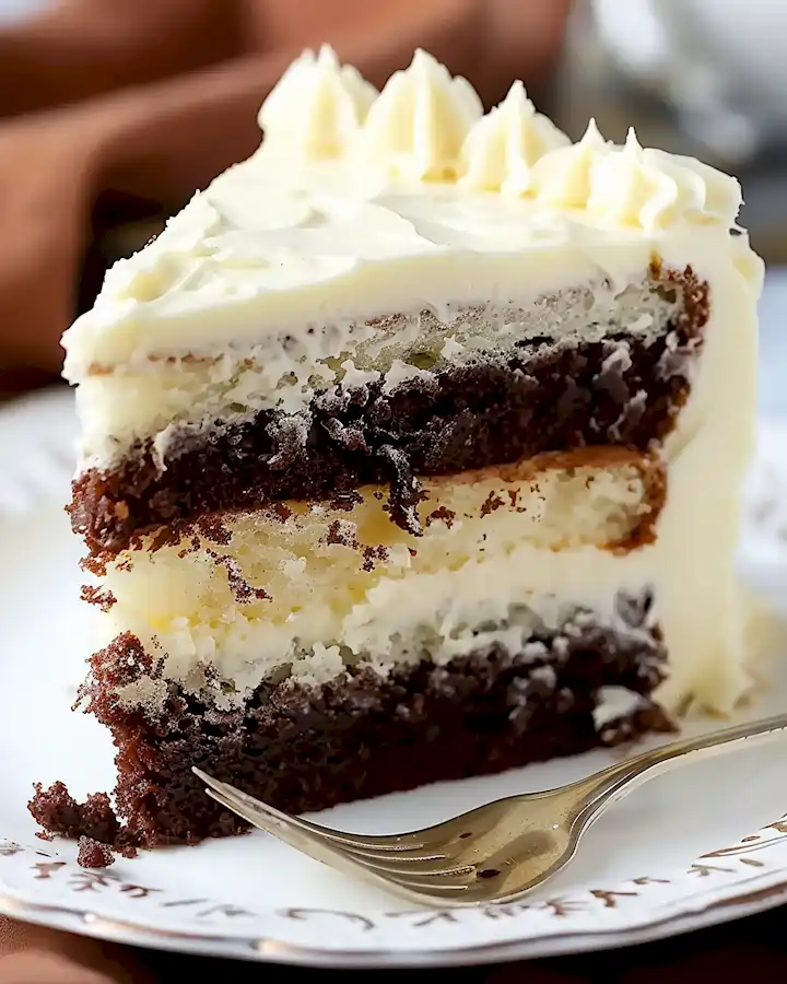 Einfacher Schichtkuchen: Brownie trifft auf Vanille 2 Einfacher Schichtkuchen: Brownie trifft auf Vanille