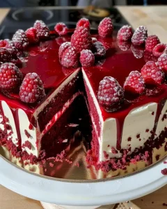 Himbeer-Käsekuchen auf Roter Samt Boden 8 Himbeer-Käsekuchen auf Roter Samt Boden