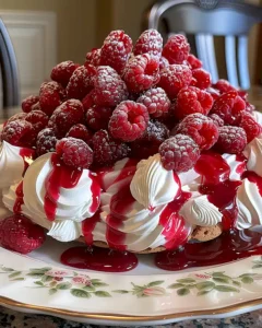 Luftige Pavlova mit Himbeeren und Sahne 6 Luftige Pavlova mit Himbeeren und Sahne