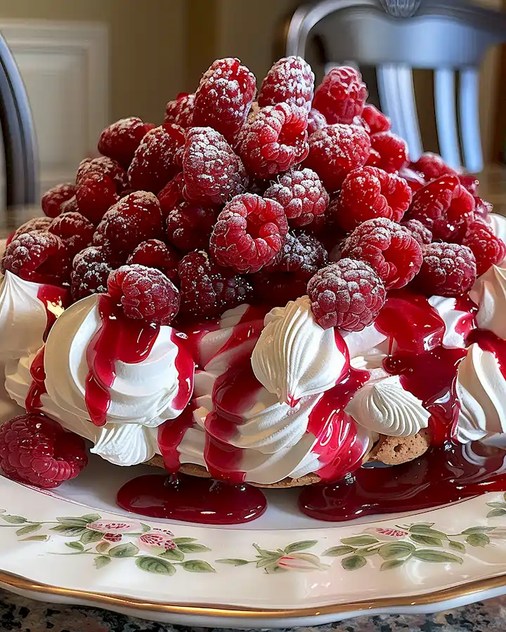 Luftige Pavlova mit Himbeeren und Sahne 2 Luftige Pavlova mit Himbeeren und Sahne