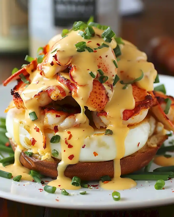 Luxuriöse Eier Benedict mit Moreton Bay Hummer 2 Luxuriöse Eier Benedict mit Moreton Bay Hummer