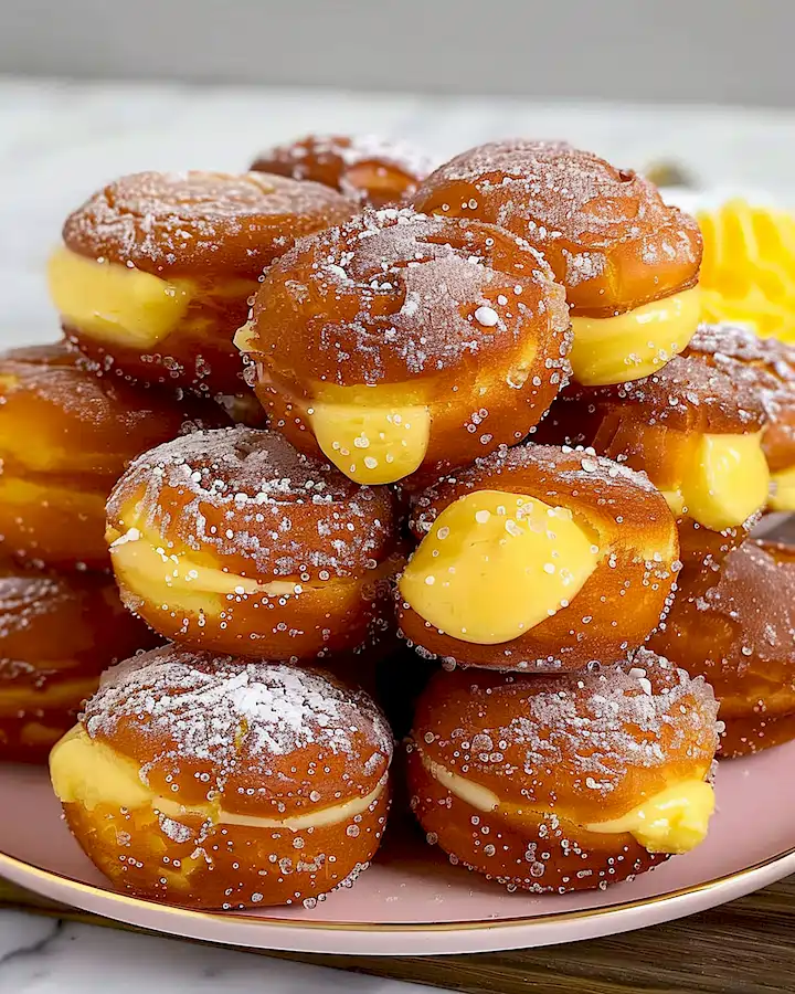 Mini Brioche Donuts mit Vanillecreme – Rezept 2 Mini Brioche Donuts mit Vanillecreme – Rezept