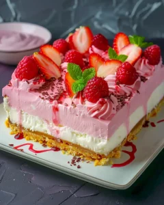 Rosa Erdbeer Käsekuchen ohne Backen