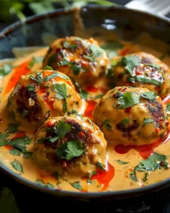 Saftige Hähnchenbällchen in cremigem Thai Curry