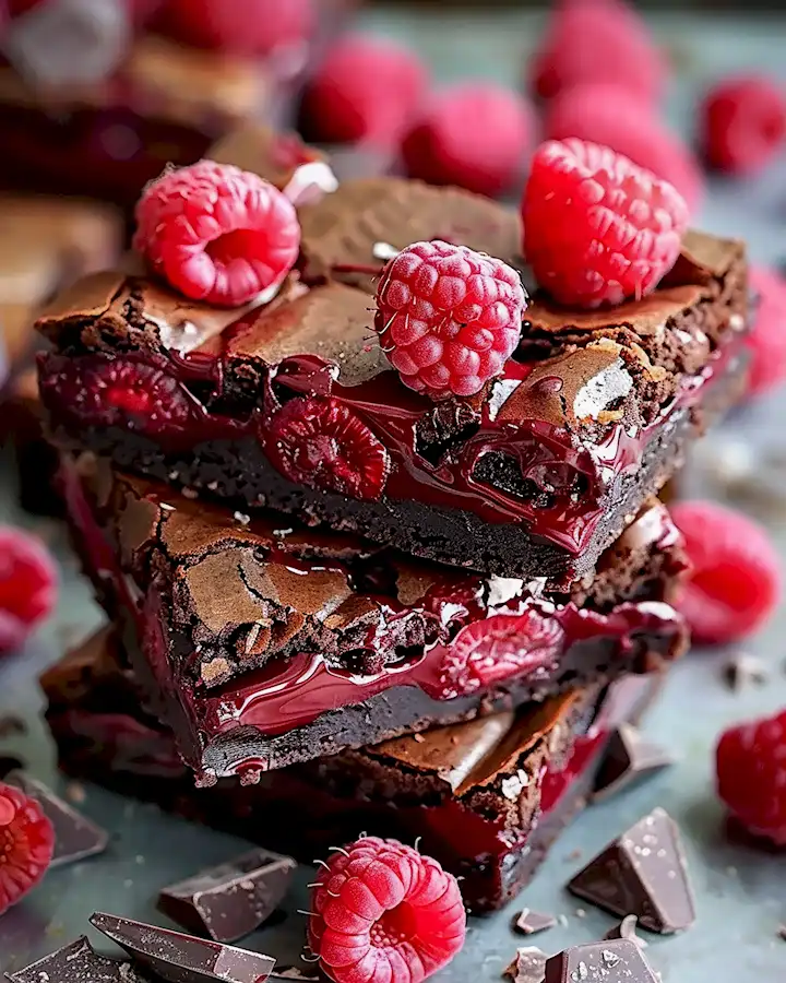 Saftige Himbeer Schoko Brownies mit Fruchtfüllung 2 Saftige Himbeer Schoko Brownies mit Fruchtfüllung